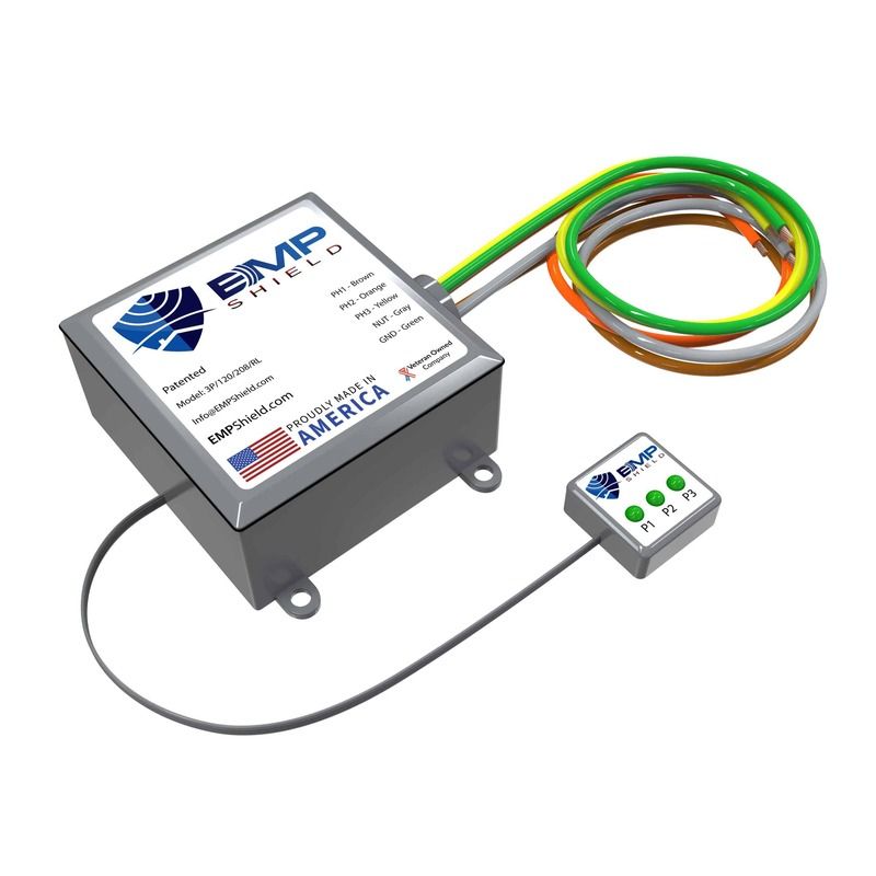 EMP Shield – 3 Phase 120-208 Volt AC Concealed Model With External LEDs - Remote LED-3P-120-208-RL