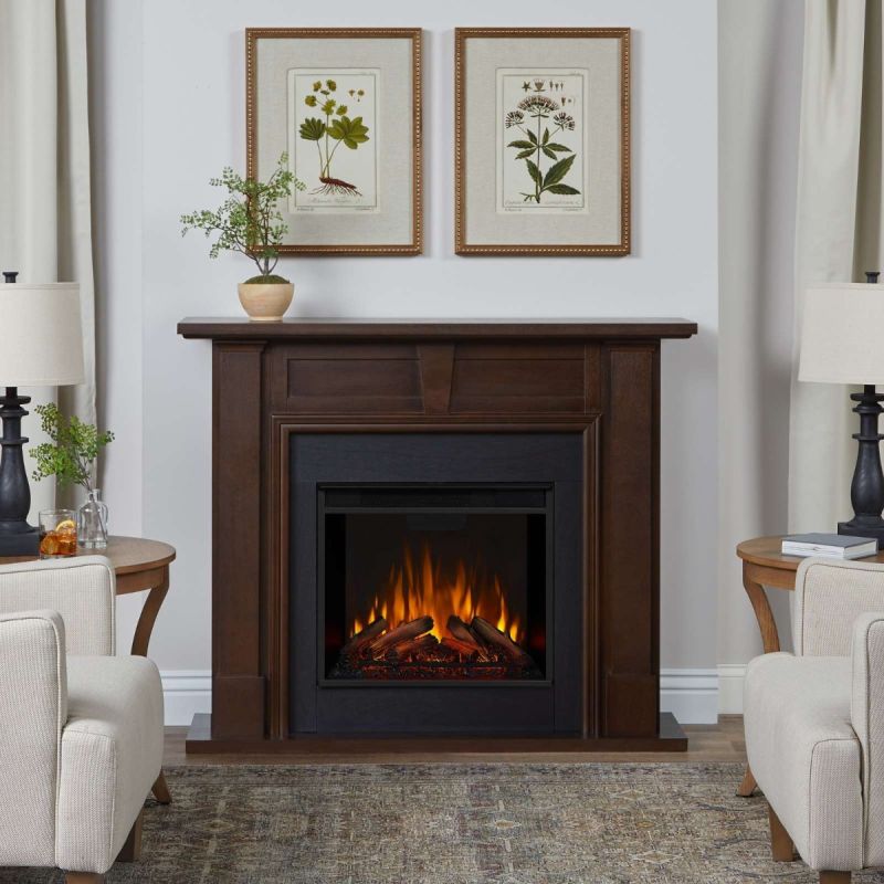 Real Flame 4410E-DW Granby 49.75 Inch Electric Fireplace With Mantel - Dark Walnut