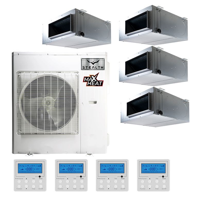 Stealth 36,000 BTU 14 SEER Quad Zone Concealed Duct Designer Heat Pump System 9+9+12+24 - SC-36Z-HH-M4 / SC-09CD-HP230 - 2 / SC-12CD-HP230 / SC-24CD-HP230
