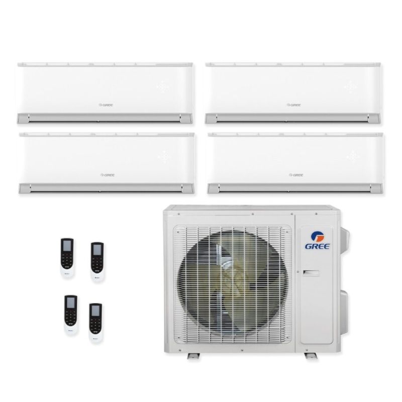 Gree 30,000 BTU 21 SEER Quad Zone Wall Mounted Heat Pump System 9+9+9+12 - MULTI30HP230V1CO / 3-4LIV09HP230V1AH / 4LIV12HP230V1AH