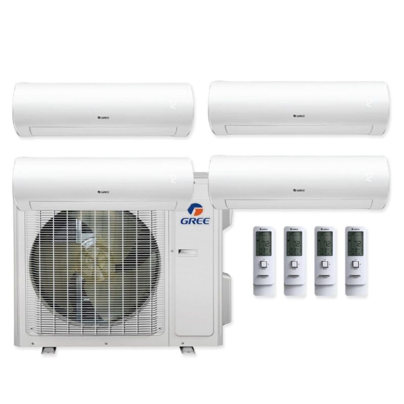 Gree 30,000 BTU 21 SEER Quad Zone Wall Mounted Heat Pump System 9+9+9+12 - MULTI30HP230V1CO / 3-SAP09HP230V1AH / SAP12HP230V1AH