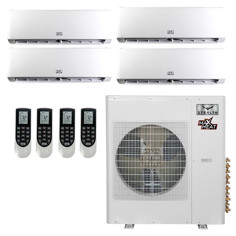 42,000 BTU 23 SEER Quad Zone Wall Mounted Stealth Comfort Pinnacle Heat Pump System 9+9+9+24