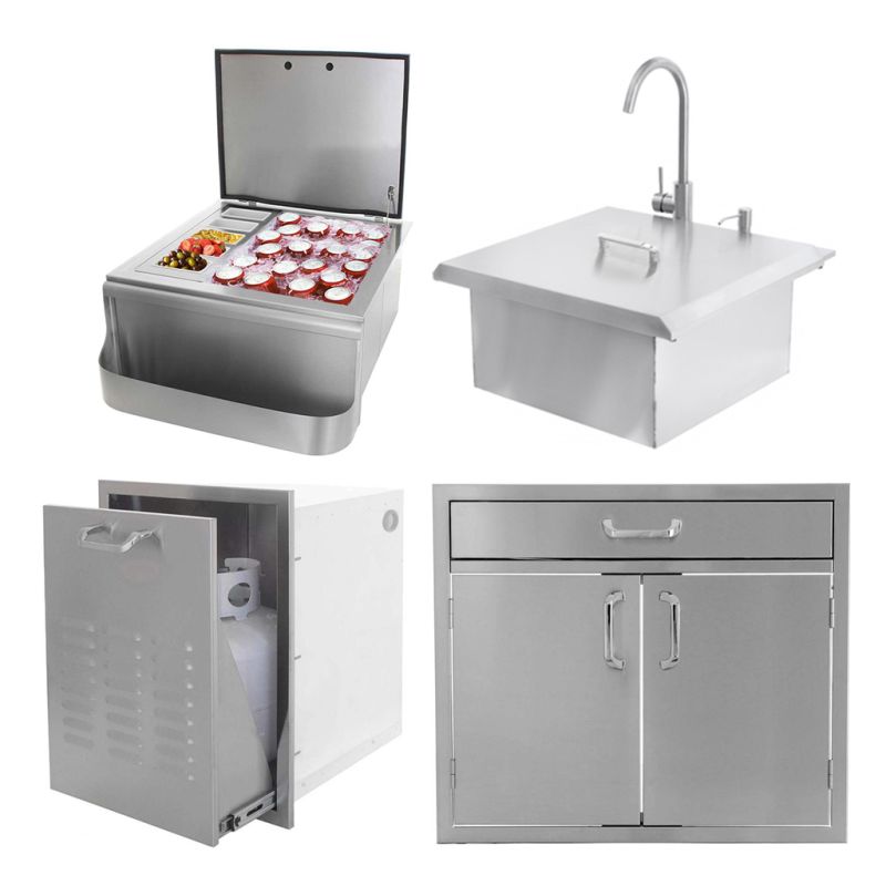 BBQ Direct Outdoor Kitchen 4-Piece Set With Roll-Out Trash/Propane Tank Drawer
