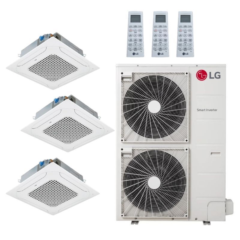 LG 48,000 BTU 3 Zone Ceiling Cassette Mini Split System - KUMXB481A / 3-KNUDB181A