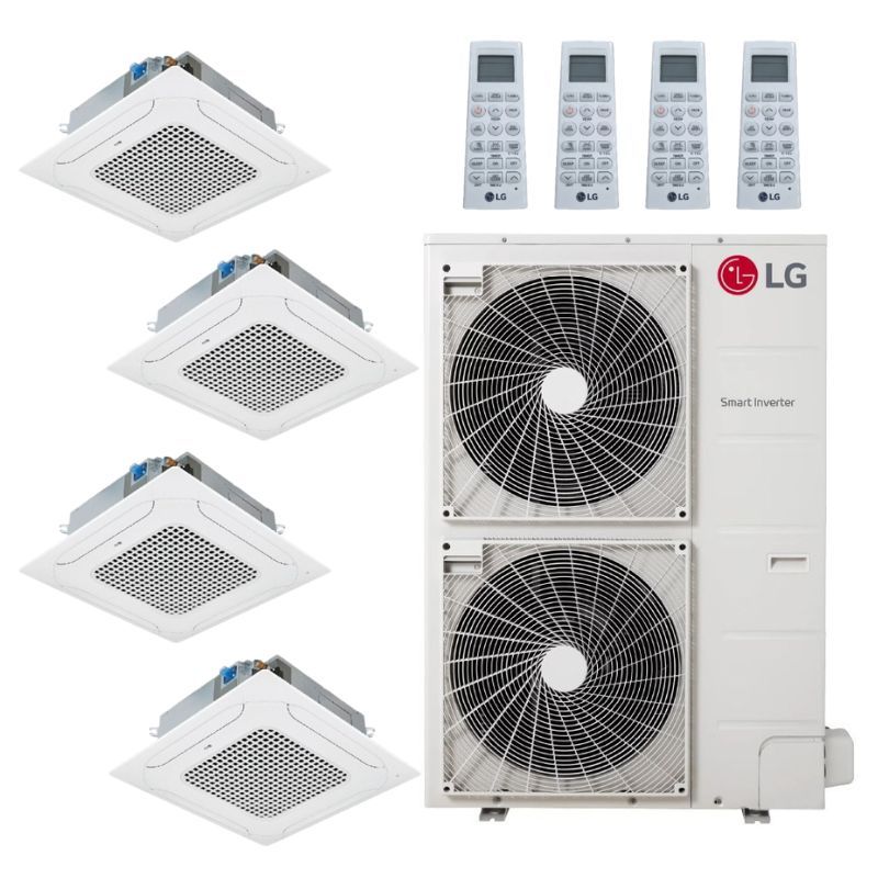 LG 48,000 BTU 4 Zone Ceiling Cassette Mini Split System - KUMXA481A / KNMDB071A / 2-KNUDB091A / KNUDB181A