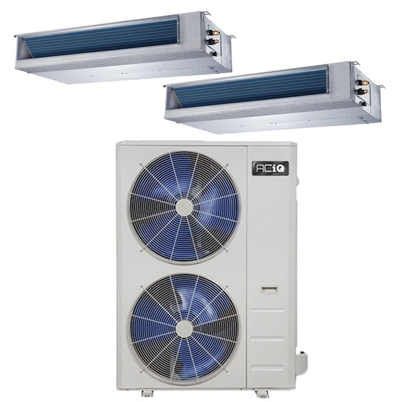 55,000 BTU 21.3 SEER2 ACiQ Mini Split System w/ 12k & 48k Concealed Duct Air Handler 12+48 - R410A