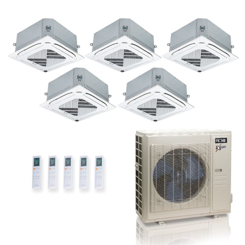 36000 BTU 23 SEER2 ACIQ Extreme 5-Zone Ceiling Cassette Mini Split System | R454B | 230v - 9+9+9+9+9 - ACiQ-36Z-HH-M5C / ACIQ-09CC-HH-MC-5