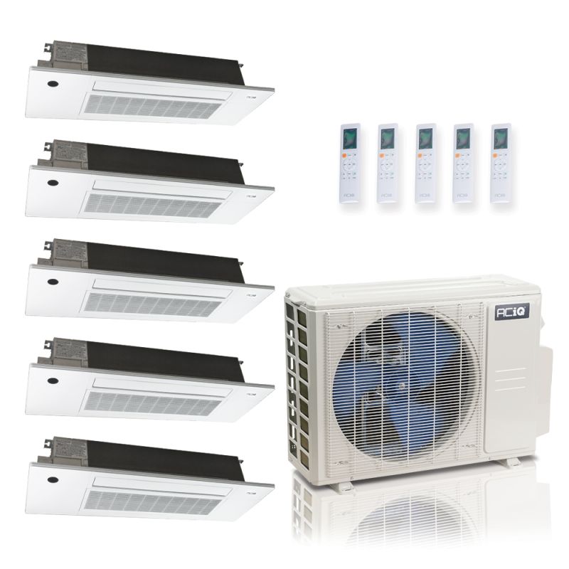 36000 BTU 24 SEER2 ACIQ Standard 5-Zone Slim Ceiling Cassette Mini Split System | R454B | 230v - 6+9+9+9+9 - ES-36Z-M5C / SCC-06-HH-MB / SCC-09-HH-MB-4