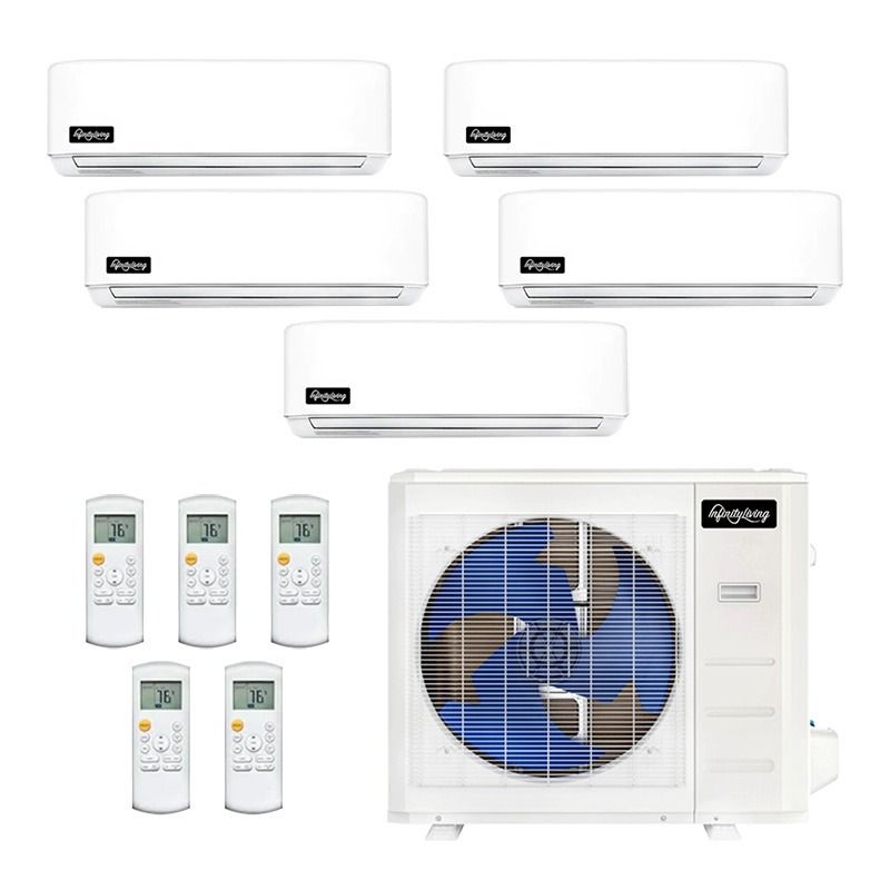 36,000 BTU Infinity Living DIYCOOL Multi Zone Mini Split Heat Pump System R454B | 230V - 9 + 9 + 9 + 9 + 9-EZ-36Z-M4B / EZ-09W-MB-5