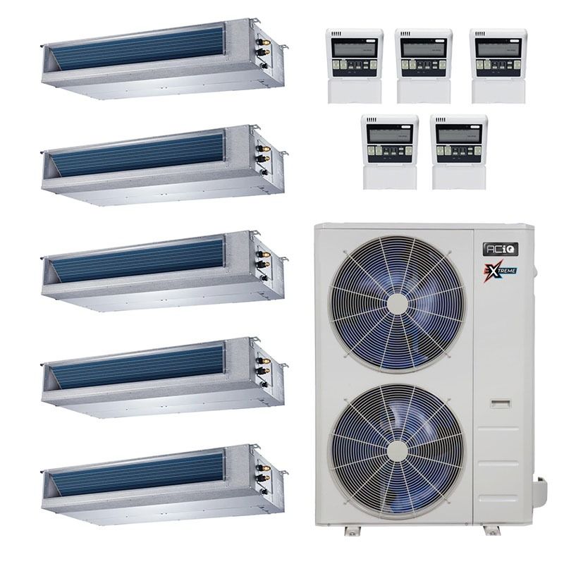 55,000 BTU 18.8 SEER2 ACiQ 5-Zone Concealed Duct Mini Split System Extreme Series - 12+12+12+12+24 - ACIQ-55Z-HH-M5 / ACIQ-12CD-HH-M-4/ ACIQ-24CD-HH-M