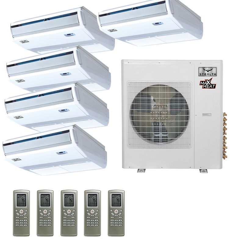 Stealth 42,000 BTU 23 SEER Designer+ Floor Mounted 5 Zone Heat Pump System 9+9+9+12+12 - SC-42Z-HH-M5 / SC-09FM-HP230-3 / SC-12FM-HP230-2