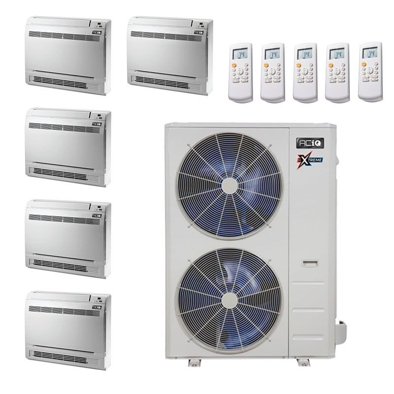 55,000 BTU 22 SEER2 ACiQ 5-Zone Floor or Ceiling Mounted Mini Split System Extreme Series - 12+12+12+12+18 - ACIQ-55Z-HH-M5 / ACIQ-12FM-HH-M-4/ ACIQ-18FM-HH-M
