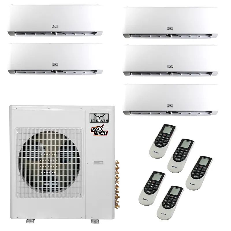 42,000 BTU 23 SEER Five Zone Wall Mounted Stealth Comfort Pinnacle Heat Pump System 9+9+9+12+18