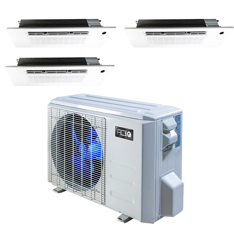 36,000 BTU 23.9 SEER2  ACiQ 3-Zone Slim Ceiling Cassette Mini Split System - 9+18+18 - ES-36Z-M4/SCC-0609-HH-M/SCC-1218-HH-M-2-L