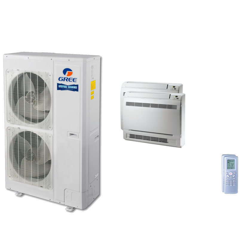 48,000 BTU 18 SEER Dual Zone Mini Console Gree Heat Pump System 18+18