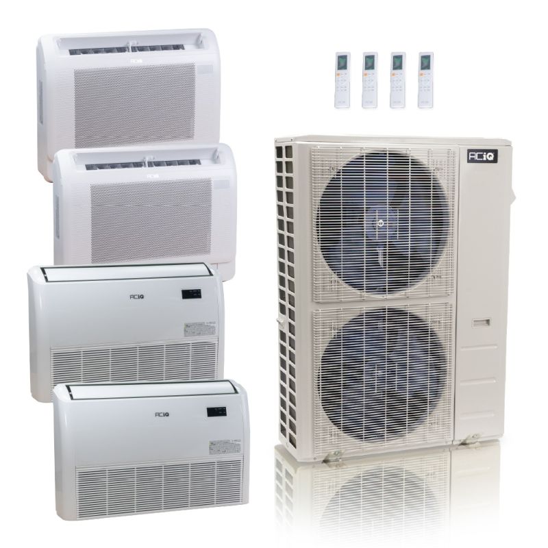 55,000 BTU ACiQ Standard 22 SEER2 4 Zone Floor Mount Mini Split Heat Pump System - R454B | 230V - 9 + 12 + 18 + 18 - ES-55Z-M6C / ACiQ-09FM / ACiQ-12FM / ACiQ-18FM-2