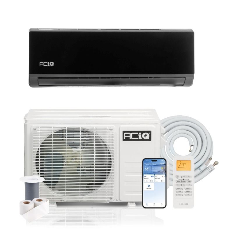 12,000 BTU ACiQ Essentials 20.5 SEER2 Single Zone Wall Mount Mini Split Heat Pump System - R454B | 115V - ACiQ-K12Z-HP115B / ACiQ-K12W-BL-HP115B