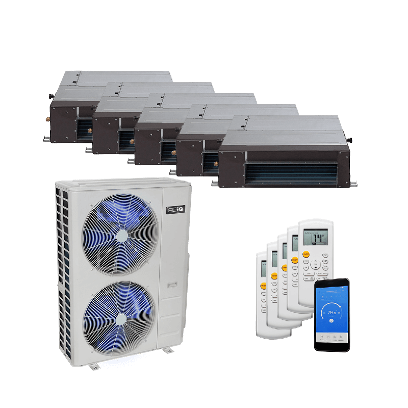 55,000 BTU 18.8 SEER2 ACiQ 5-Zone Concealed Duct Mini Split System - 9+9+12+12+12