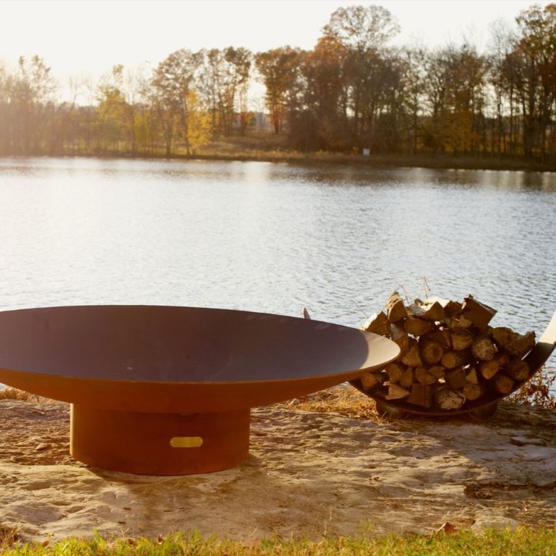 Fire Pit Art 60" Asia Artisan Carbon Steel Wood Burning Fire Pit