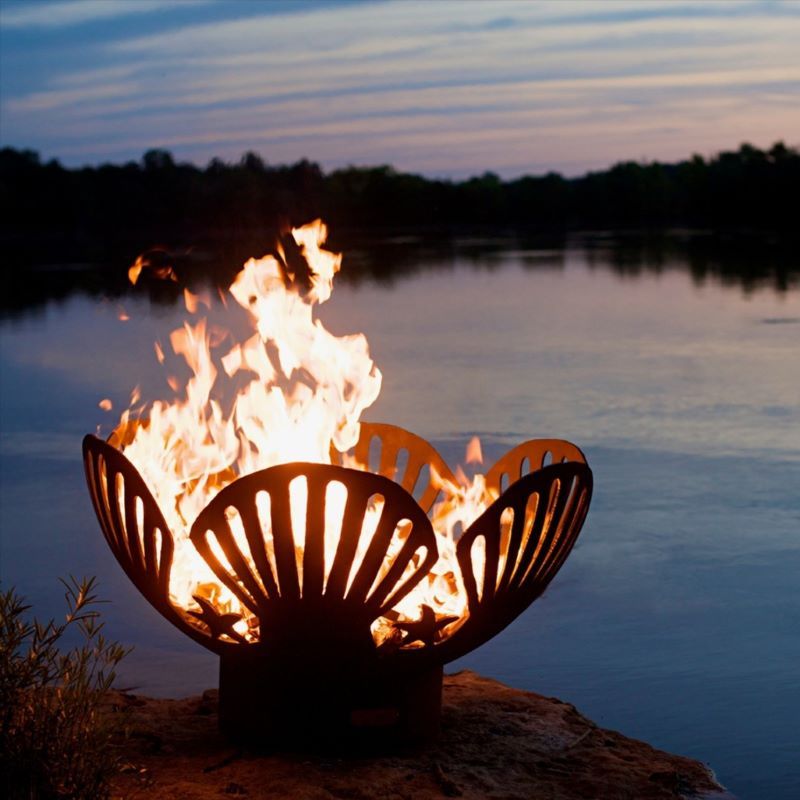 Fire Pit Art 42" Barefoot Beach Artisan Carbon Steel Gas Fire Pit With Stainless Steel Burner Kit