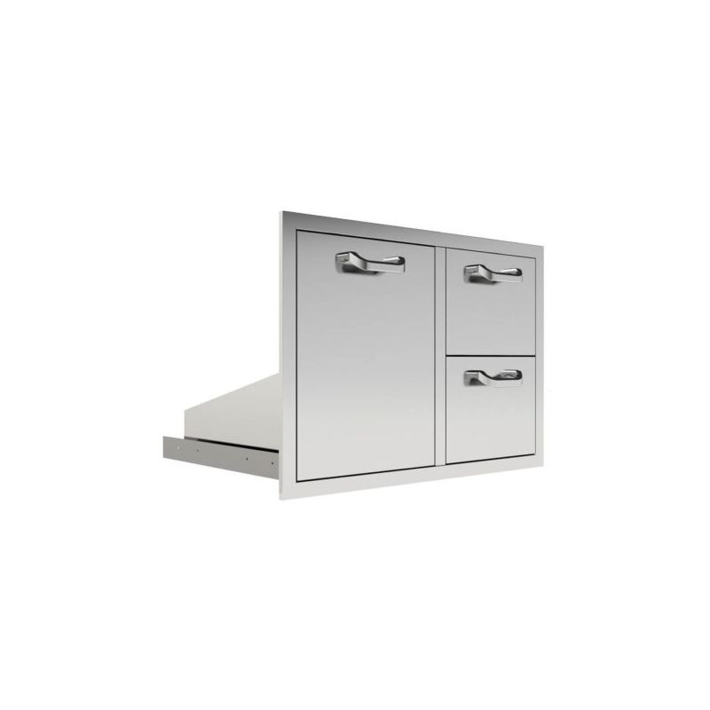 BBQ Direct Universal 39-Inch Double Drawer & Roll-Out Trash/Propane Bin Combo