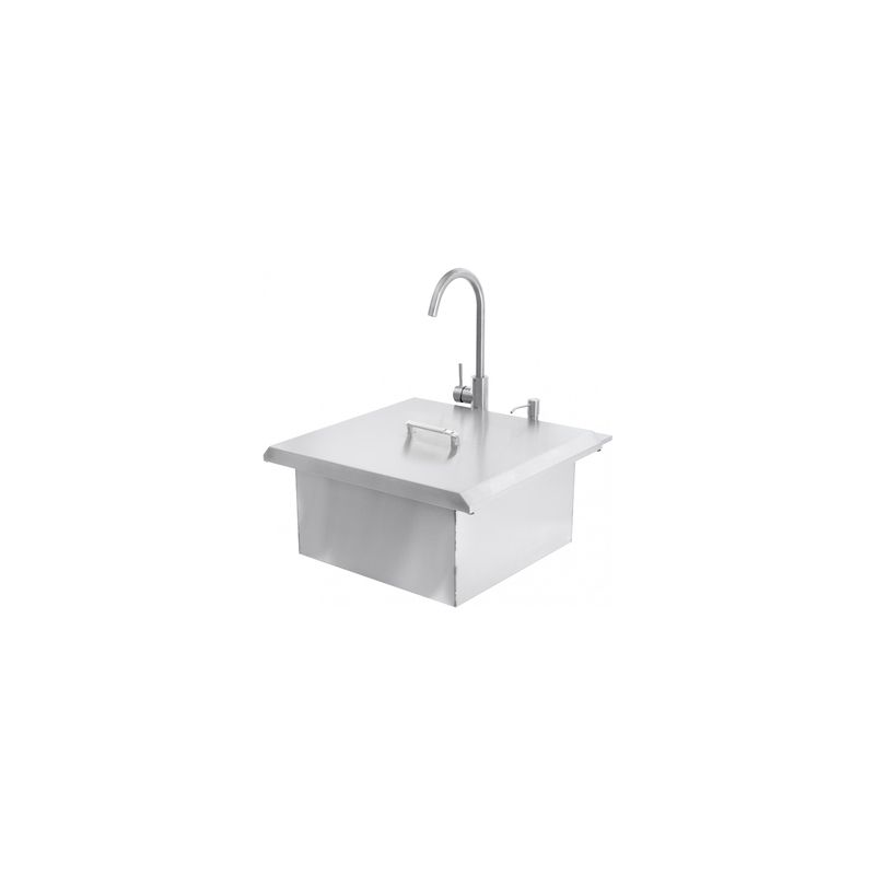 BBQ Direct Universal 21-Inch Outdoor Rated Drop-In Bar Sink With Hot/Cold Faucet