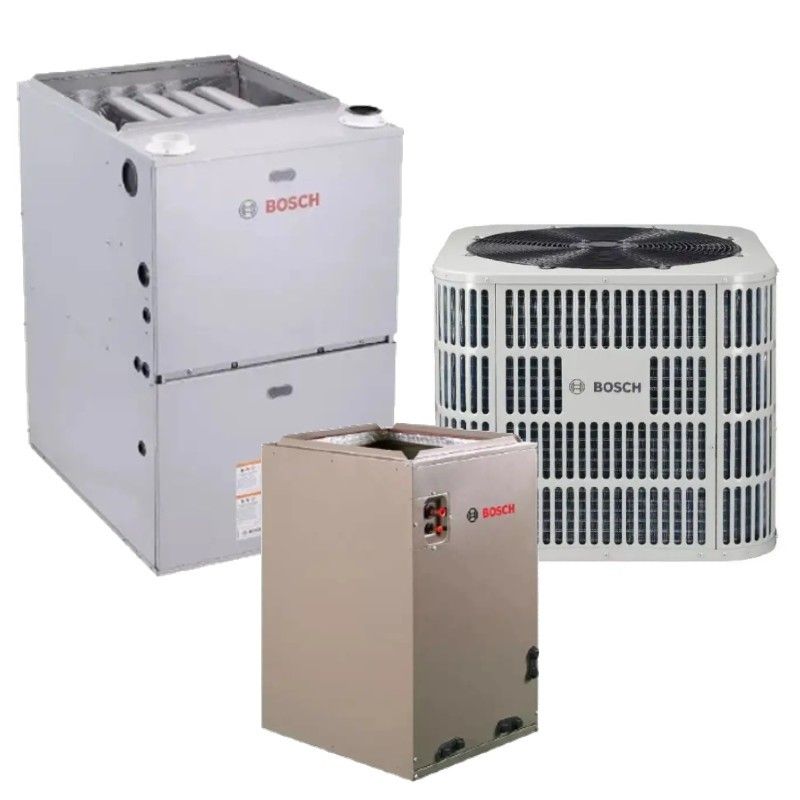 5 Ton 15.5 SEER2 100,000 BTU High Efficiency Bosch IDS Light Series Furnace and Heat Pump System - Upflow/Horizontal - BOVA-60HDN1-M15G / BMAC4860CNTF / BGH96M100C5B