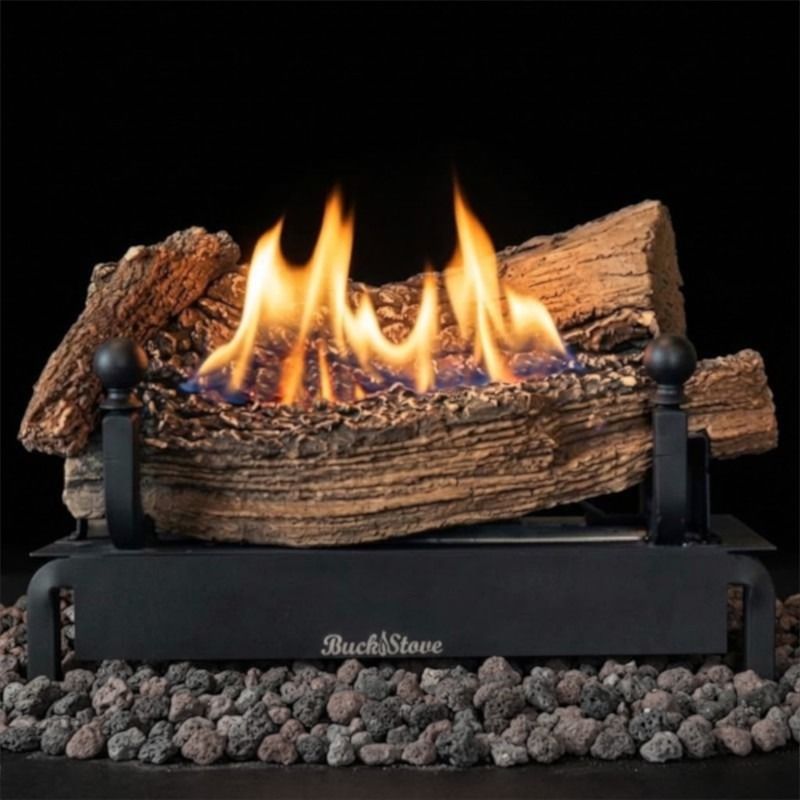 Buck Stove 18" CR8T Ceramic Series Ventless Gas Log Set with Manual Thermostat Control for Natural Gas