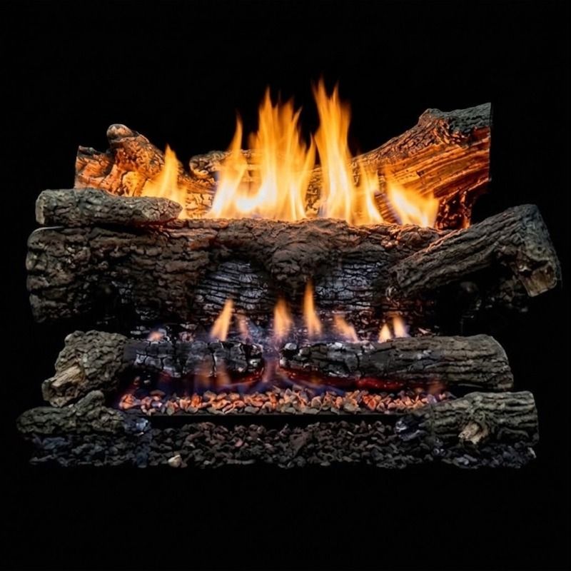 Buck Stove 30" Ember Vision Ventless Gas Log Set with Millivolt Ignition & Remote Control for Propane