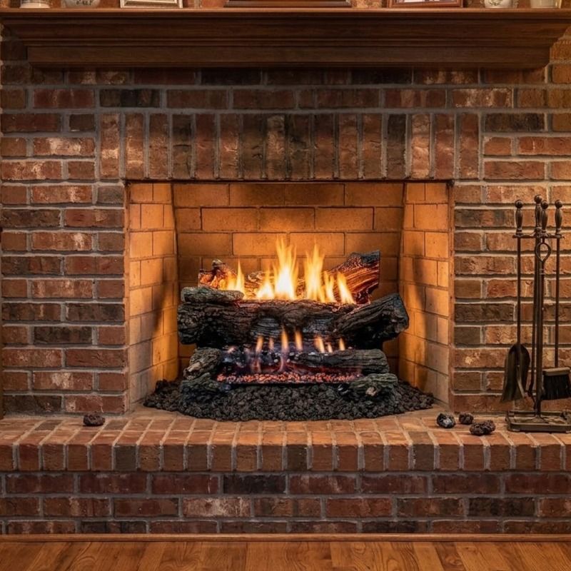 Buck Stove 30" Ember Vision Ventless Gas Log Set with Millivolt Ignition and Remote Control for Propane - GL EV200OLP