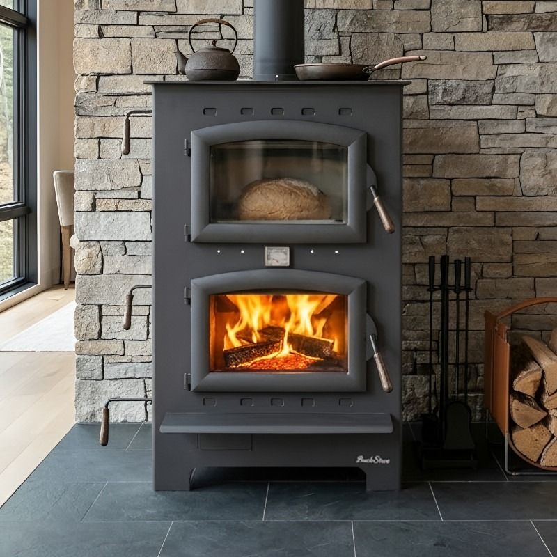 Buck Stove Homesteader Wood Cook Stove & Oven with Black Doors & Legs - FP HOMESTEADER