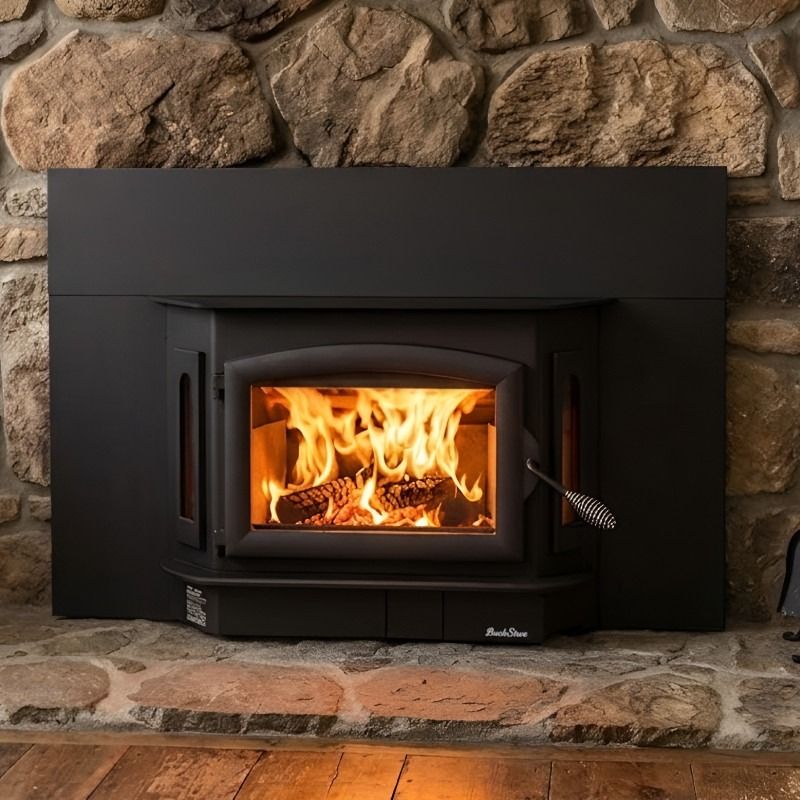 Buck Stove 81 EPA Certified Wood Burning Fireplace Insert with Blower & Black Door , Heats up to 2,700 Sq Ft - FP 81C