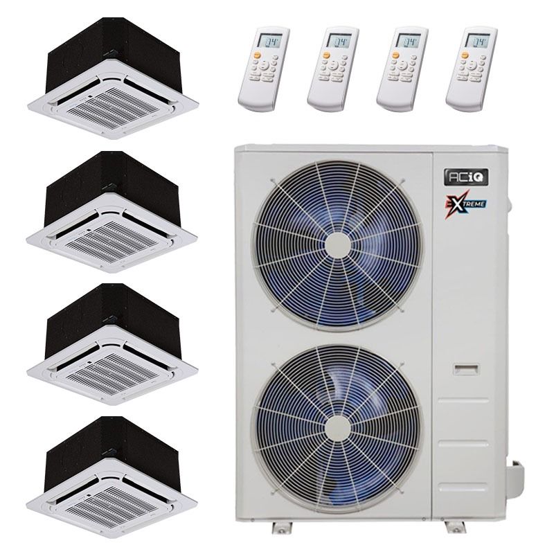 55,000 BTU 22 SEER2 ACiQ 4-Zone Ceiling Cassette Mini Split System Extreme Series - 12+18+18+18 - ACIQ-55Z-HH-M5/ACIQ-12CC-HH-M/ACIQ-18CC-HH-M-3