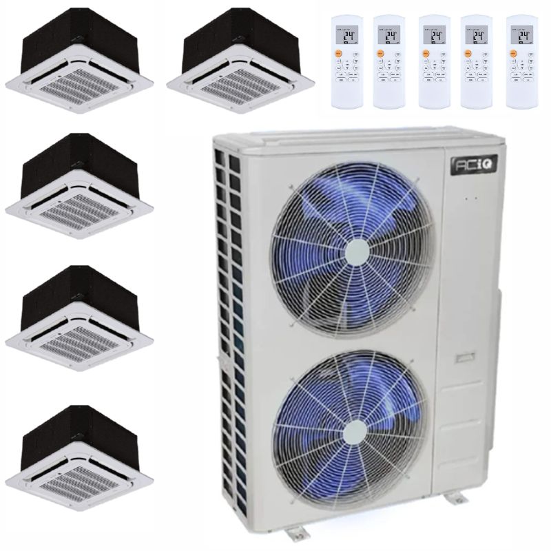 55,000 BTU 22 SEER2  ACiQ 5-Zone Ceiling Cassette Mini Split System - 9+9+9+12+12 - ES-55Z-M5 / ACIQ-09CC-HH-M-3 / ACIQ-12CC-HH-M-2