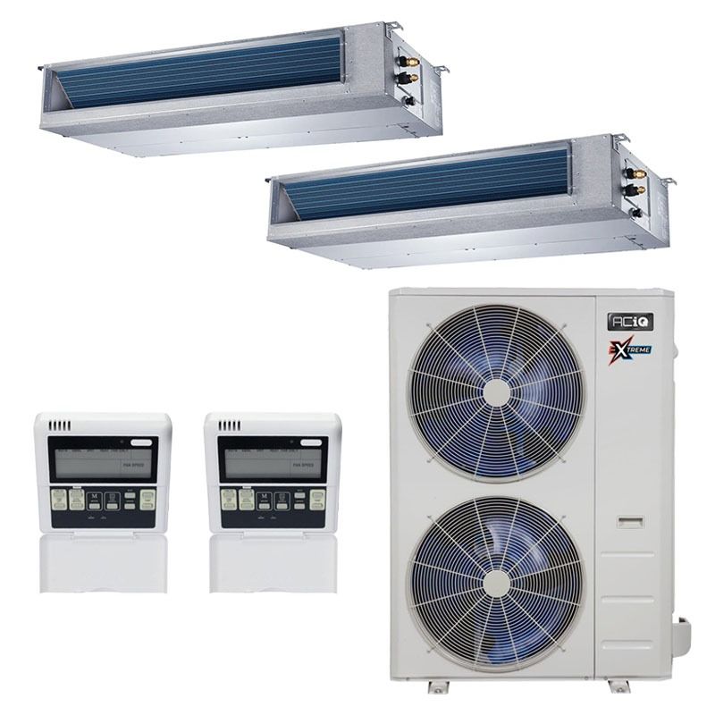 48,000 BTU 21.8 SEER2 ACiQ 2-Zone Concealed Duct Mini Split System Extreme Series - 24+24 - ACiQ-48Z-HH-M5B / 2-ACiQ-24CD-HH-MB