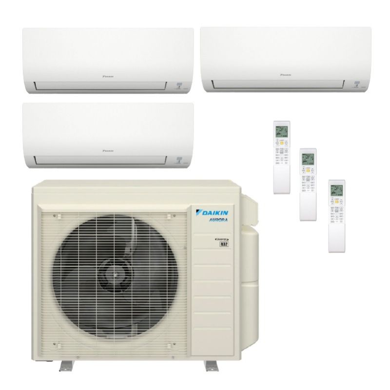 36,000 BTU Daikin 20 SEER2 Tri Zone Wall Mount Mini Split Heat Pump System - R32 | 230V - 12+12+24
