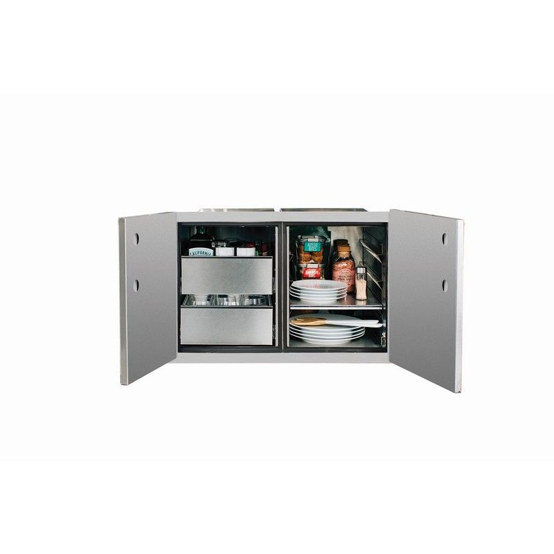 Summerset Stainless Steel 36" 2 Drawer Dry Storage Pantry & Enclosed Cabinet Combo - DP-36DC