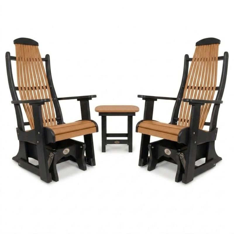 Outdoor Poly Furniture Set with Blue Ridge 2 Single Gliders & End Table by Infinity Living