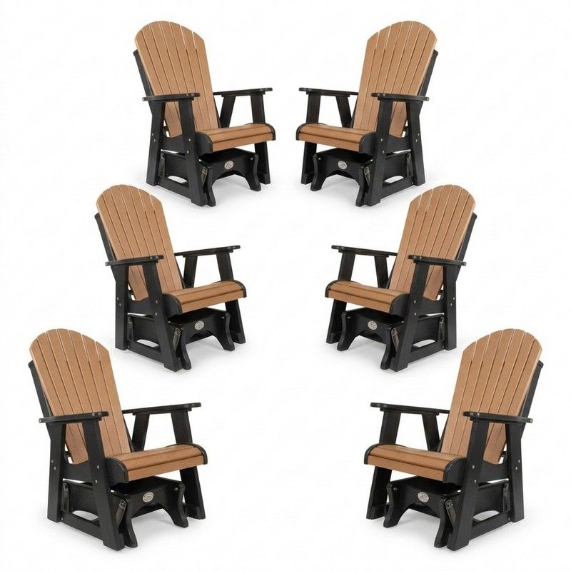 Outdoor Poly Furniture Set of 6 Fan Back Single Gliders by Infinity Living 