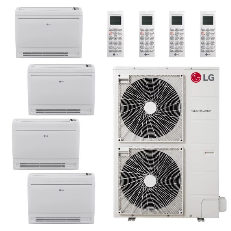 LG 48,000 BTU 4 Zone Low Wall Console Ductless Mini Split System - KUMXB481A / KNUQB091A / 3-KNMQB151A