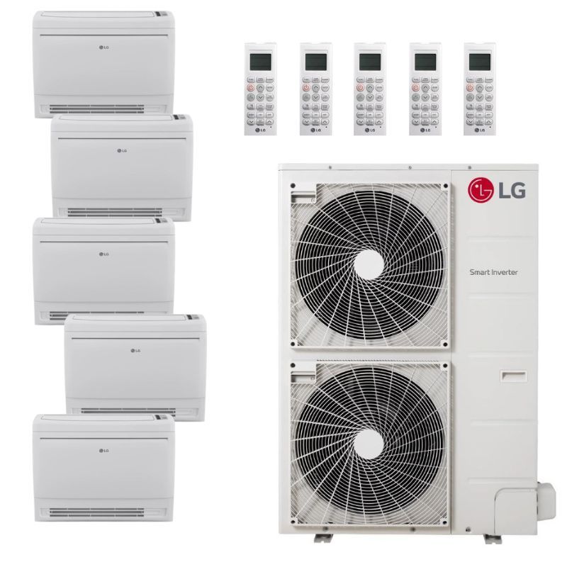 LG 48,000 BTU 5 Zone Low Wall Console Ductless Mini Split System - KUMXB481A / 3-KNUQB091A / 2-KNUQB121A