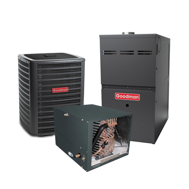 3 Ton 16 SEER 80% AFUE 80,000 BTU Goodman Gas Furnace and Air Conditioner System - Horizontal