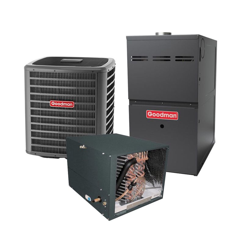3 Ton 16 SEER 80% AFUE 80,000 BTU Goodman Furnace and Air Conditioner System - Horizontal