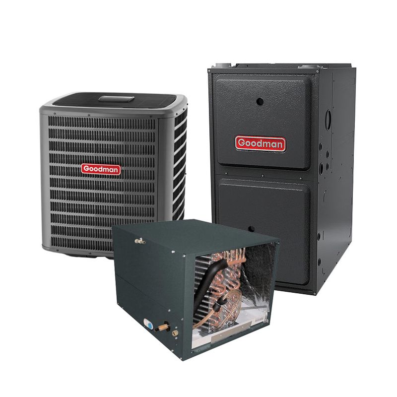 4 Ton 16.5 SEER 96% AFUE 80,000 BTU Goodman Gas Furnace and Air Conditioner System - Horizontal