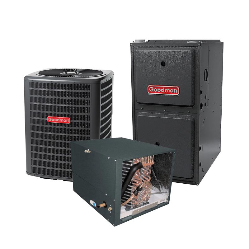 3.5 Ton 13 SEER 96% AFUE 80,000 BTU Goodman Gas Furnace and Air Conditioner System - Horizontal