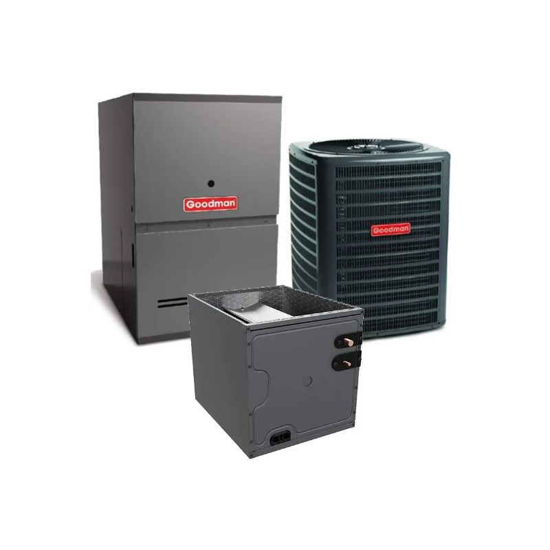 2.5 Ton 15.5 SEER2 80% AFUE 80,000 BTU Goodman Gas Furnace and R32 Air Conditioner System - Horizontal-GLXS5BA3010 / CHPTA3026C3 / GMVC800805CN