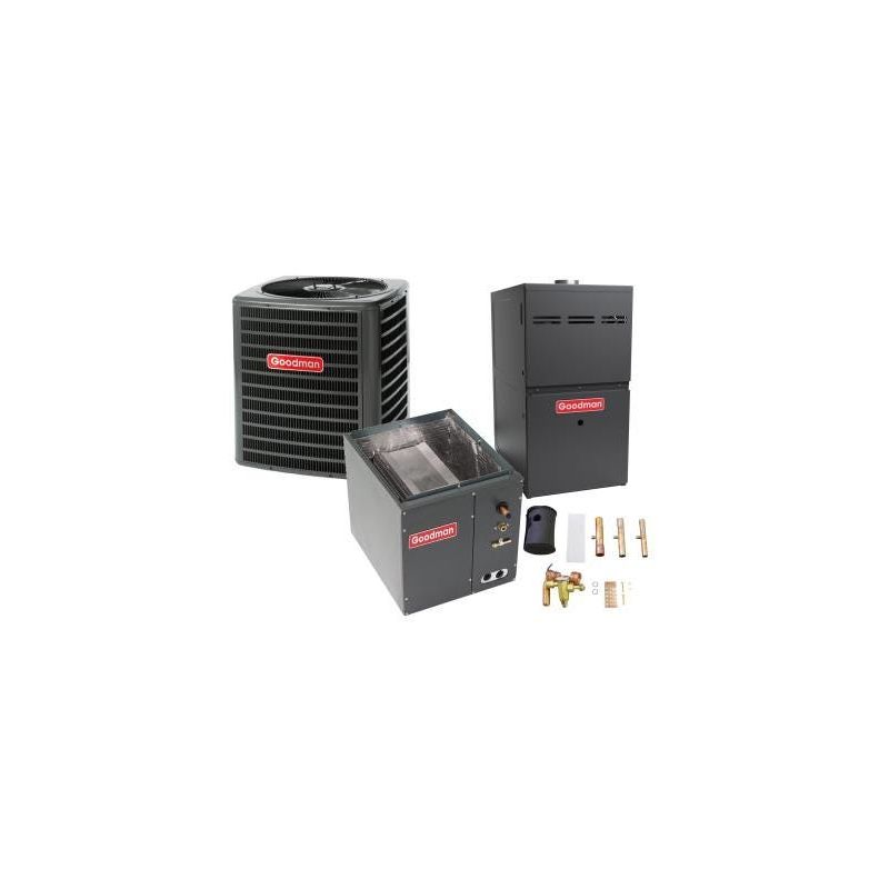 3 Ton 16 SEER 97% AFUE 80,000 BTU Goodman Gas Furnace and Heat Pump System - Downflow