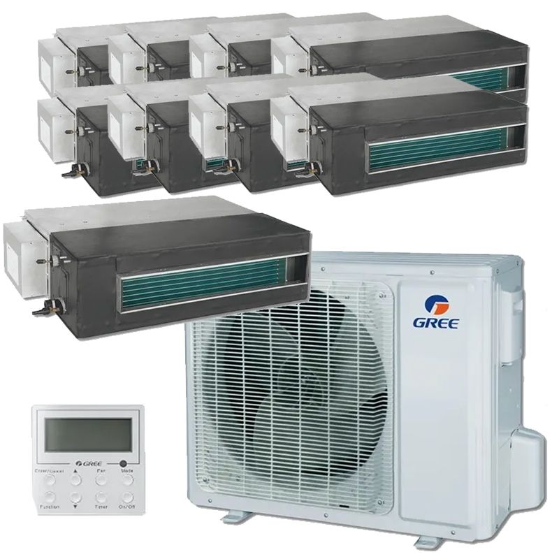 56,000 BTU 15 SEER Nine Zone Concealed Duct Gree Heat Pump System 9+9+9+9+9+9+9+9+9