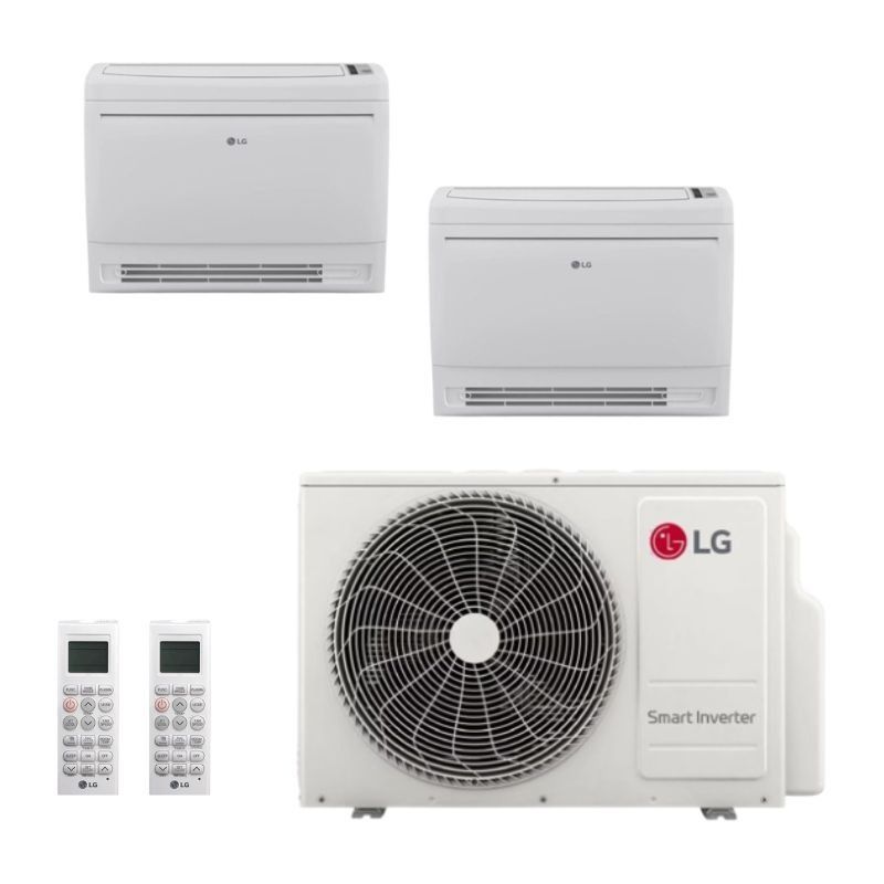 LG 18,000 BTU 2 Zone Low Wall Console Ductless Mini Split System - KUMXB181A / 2-KNUQB091A