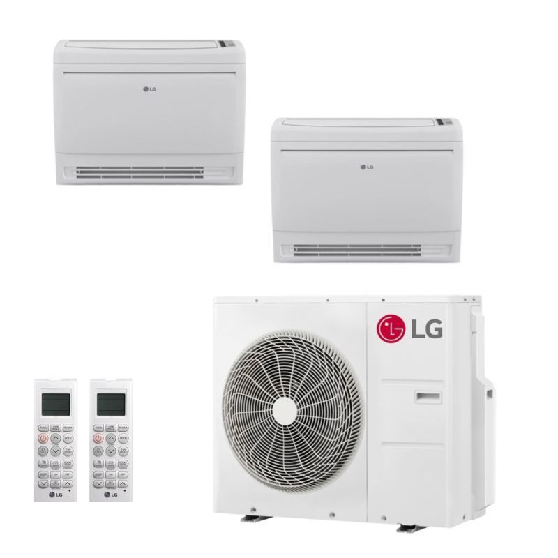 LG 24,000 BTU 2 Zone Low Wall Console Ductless Mini Split System - KUMXA241A / KNUQB091A / KNUQB121A